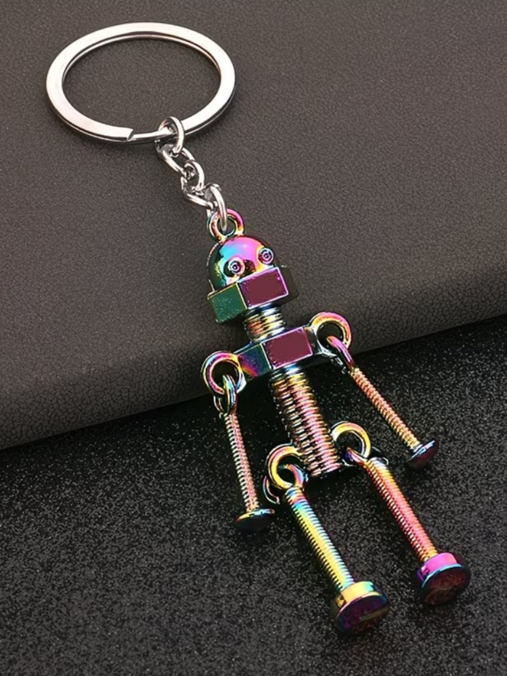 Vintage Handmade Steam Punk Metal Screw Robot Keychain Bag Charm - Multicolor
